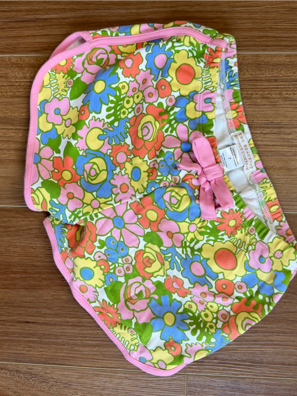 The Beaufort Bonnet Company Bright Floral Cotton Shorts with Pink Trim